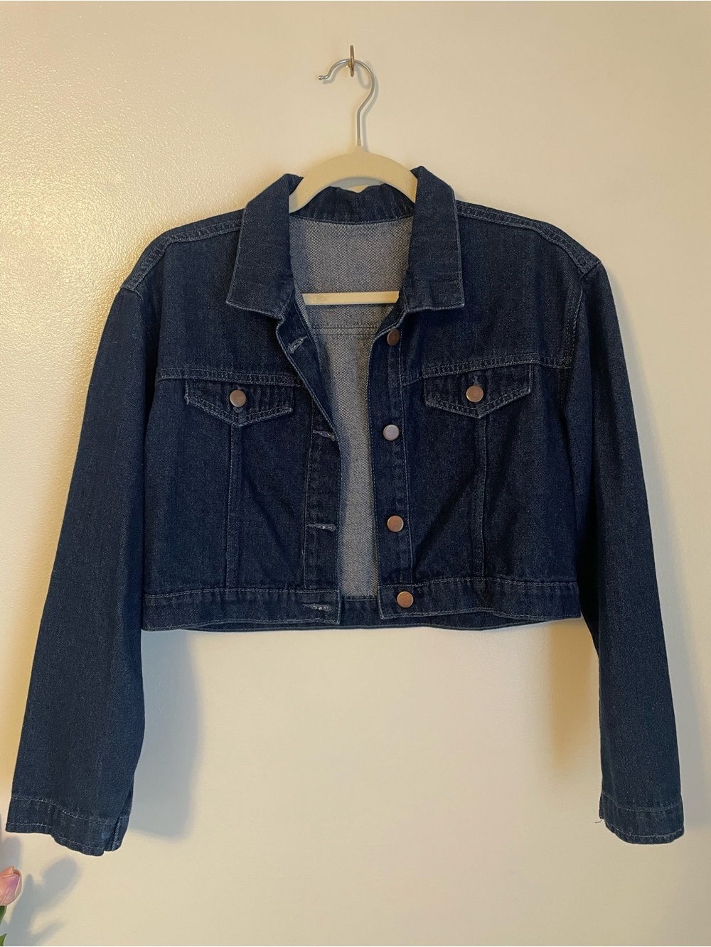 Dark blue cropped denim jacket